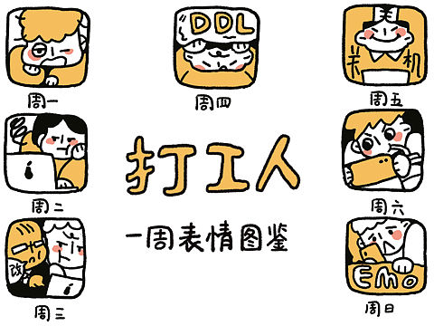 「情绪加工厂」打工人一周表情图鉴
