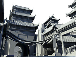 古城楼城门场景