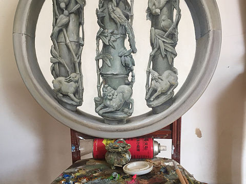 画一幅闽南石雕窗，挂墙上做装饰