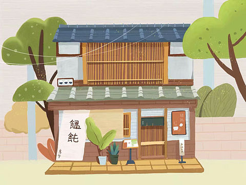 日本街景插画
