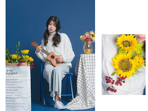 尤克里里小姐姐，阳光向日葵作品