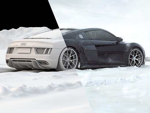 AUDI R8  ON THE SNOW