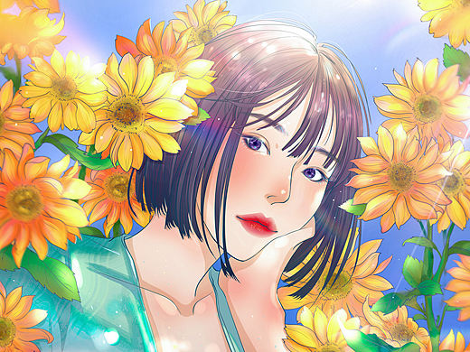 向日葵🌻女孩插画（个人主页-ZNDQzNzI2MjQ=） - 艺术插画 - 站酷设计师改的网名都忘了原创素材 - 站酷ZCOOL