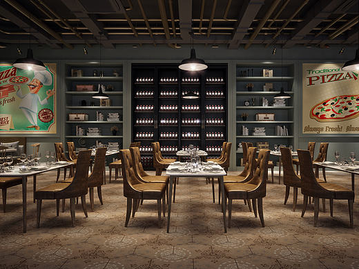 意大利披萨西餐厅室内设计