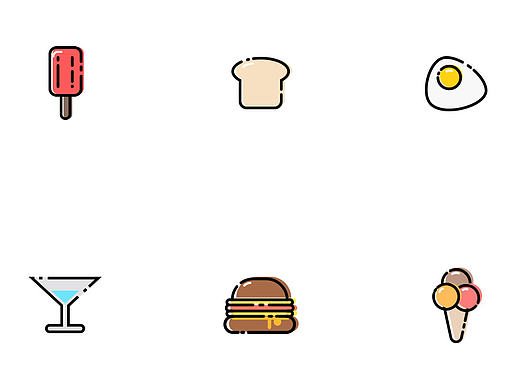 icon 填色描边风格甜品小icon绘制