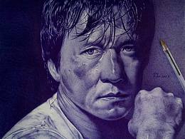 RL圆珠笔画手绘——《成龙》