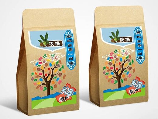 电商坚果牛皮纸自立袋包装设计