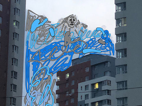 天空飘来一个大怪兽（个人主页-ZMzUxMzAwMzY=） - 新锐潮流插画 - 站酷设计师nuan灵原创素材 - 站酷ZCOOL