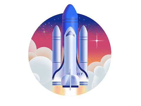 手绘练习-小火箭