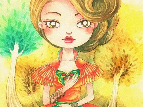 Flower girls-3 手绘水彩插画
