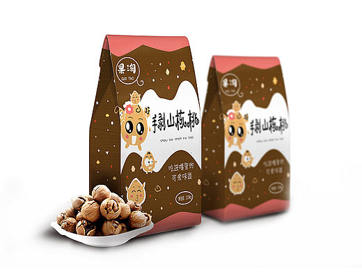 手绘核桃零食包装设计