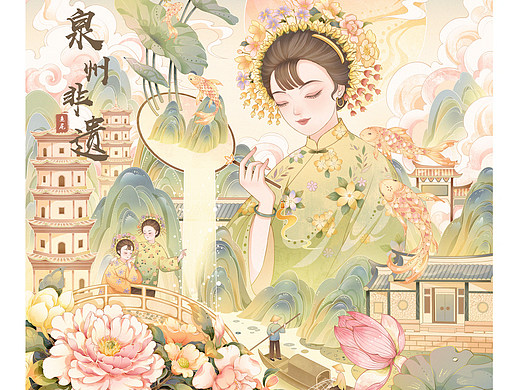 国潮城市插画 |《泉州非遗-顶上花海》