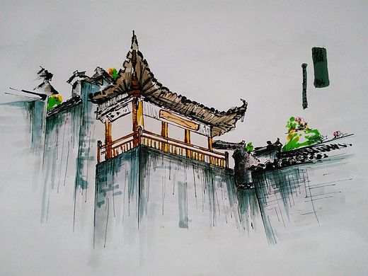 风景速写   山水画