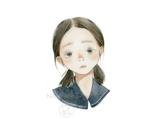 水彩手绘插画水彩教程卡通头像水彩校园人物学生