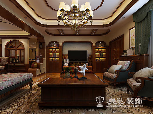 碧桂园360平独栋别墅60万美式乡村装修