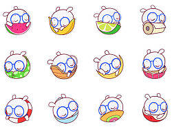 扑克兔图标、漫画