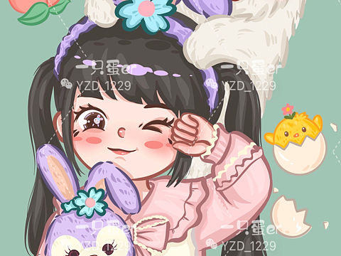萨摩耶和兔兔小主人（个人主页-ZNTAwNTQzNDg=） - 艺术插画 - 站酷设计师一只蛋er原创素材 - 站酷ZCOOL