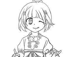 線描美少女