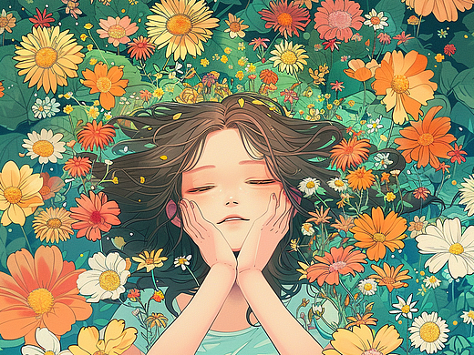 花丛中的女孩