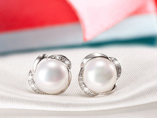 饰品类 925纯银电镀白金耳钉详情页设计