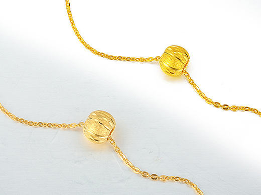 黄金车花钉砂转运珠项链白底图修图后期教程示范