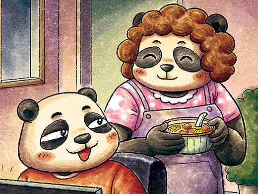 功夫订餐APP母亲节贺卡插画绘制