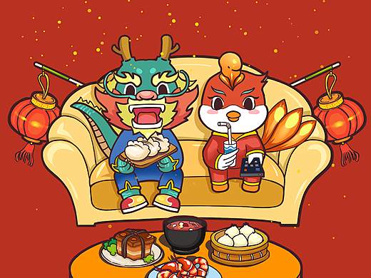 2024甲辰龙年年俗插画