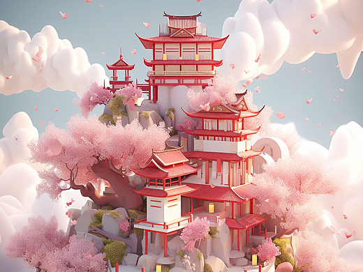 中国建筑剪纸立透