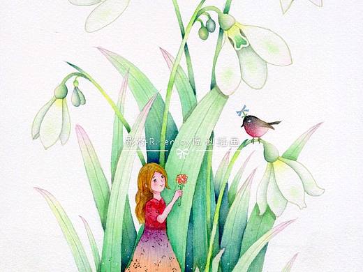 【原创插画】原创插画《送一朵小花给你》（个人主页-ZNDMxODUzNDQ=） - 创作习作 - 站酷设计师影桥原创素材 - 站酷ZCOOL