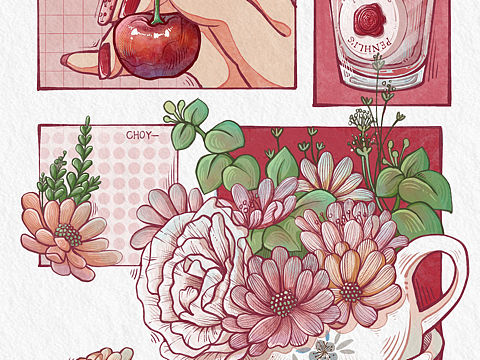 procreate插画｜粉蕊琼枝