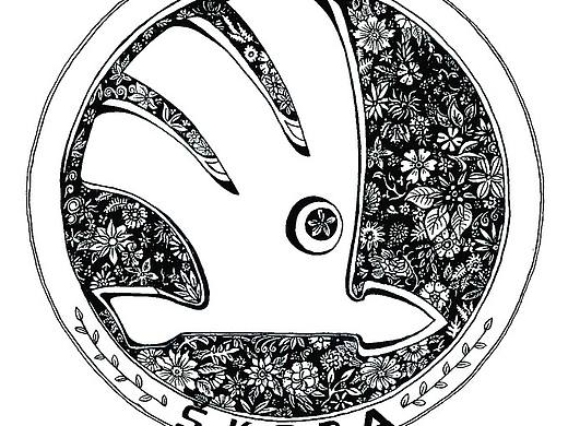 斯柯达logo手绘图案花环
