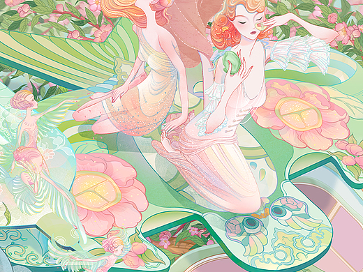 彩棠争清流玉腮红盘——节气插画海报分享
