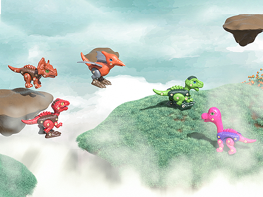 拼凑恐龙玩具主图视频渲染