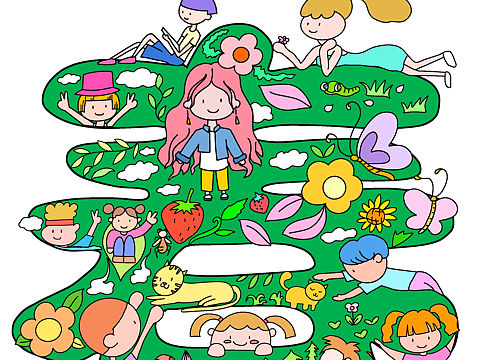 描边风季节插画