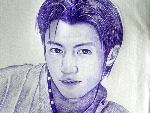 圆珠笔画谢霆锋纯艺术-绘画3690197年前素描刘楚恬喝牛奶~纯艺术-绘画