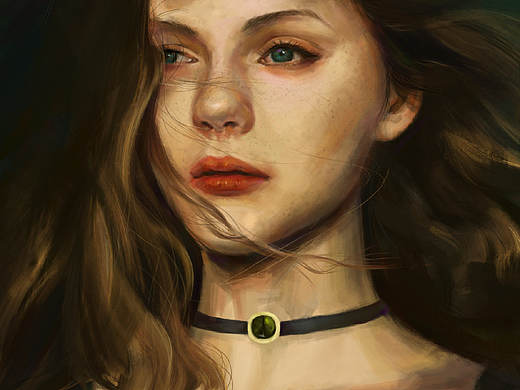 练习一张眼神深邃的棕发小姐姐