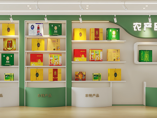 现代农产品展示区工装效果图