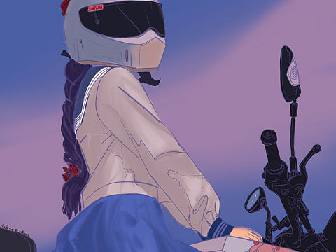 机车少女（个人主页-ZNDk4OTIxMjA=） - 艺术插画 - 站酷设计师大喵鱼原创素材 - 站酷ZCOOL