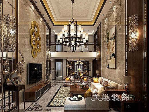 郑州室内设计师擅长新中式风格的美巢装饰邹娜复式装修方案
