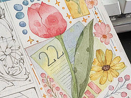 水彩胶带 | 郁金香家族的夜宴过程