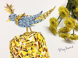 Tiffany 黄钻水彩画