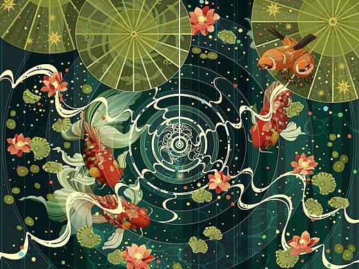 致钓鱼台的插画