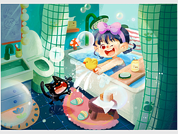 浴室小插畫——看我biu你
