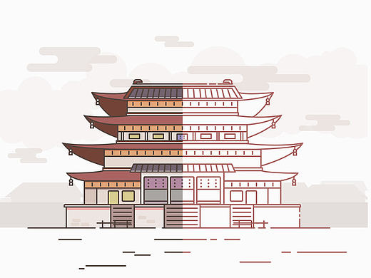 mbe风格+日本传统配色建筑小练习