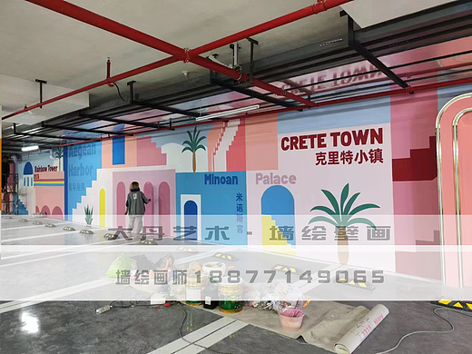 地下车库墙面彩绘 地下停车场墙绘 商业小区停车场壁画