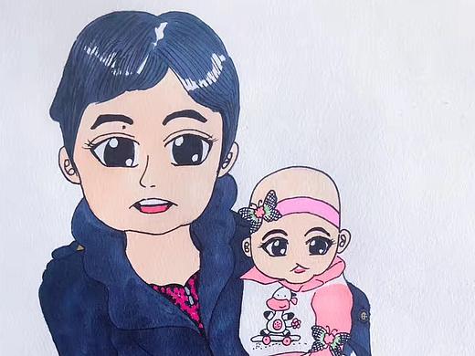 马克笔之姥姥和外孙女儿