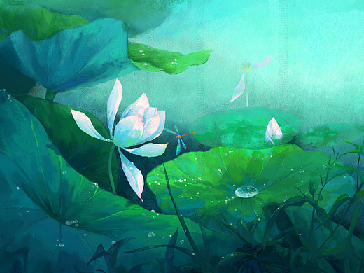 荷花（个人主页-ZNjYzNDI3NDQ=） - 商业插画 - 站酷设计师牧之的插画原创素材 - 站酷ZCOOL