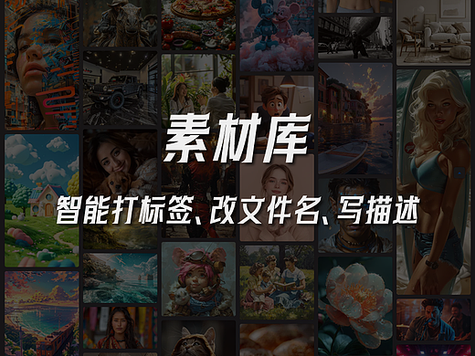 素材管理也可以AI,智能标签,改名,描述,素材问答