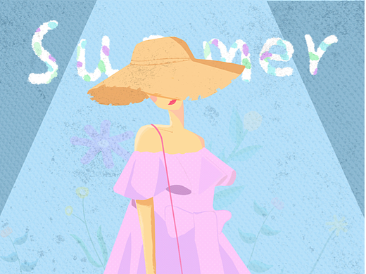 插画夏天的美女
