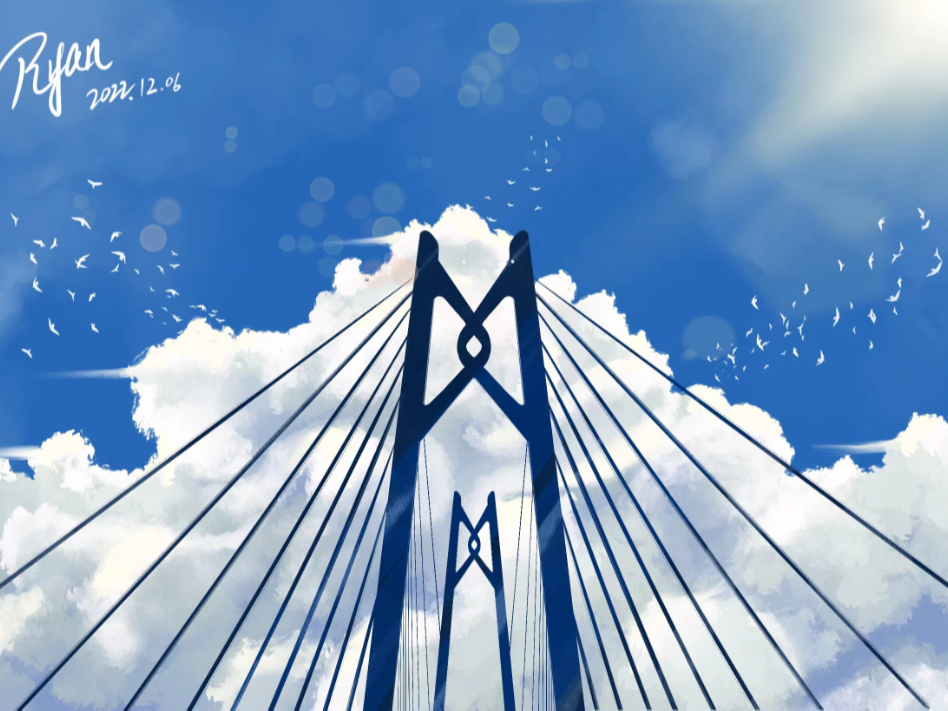 港珠澳大桥绘画图图片